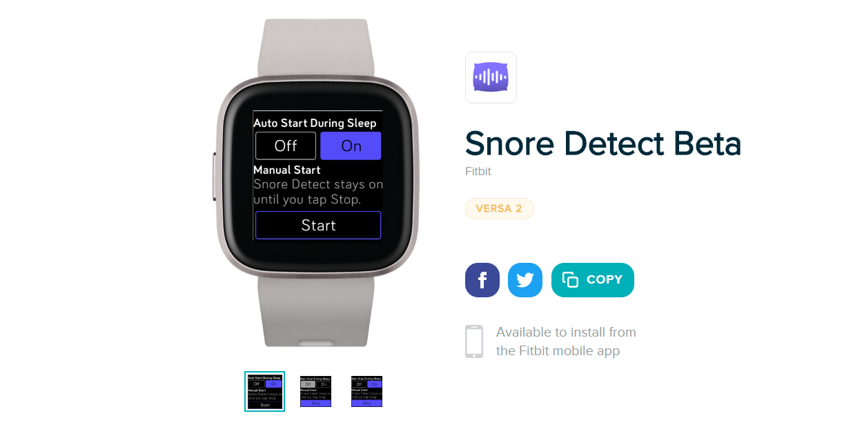 Fitbit Versa 2 snurkdetectiefunctie
