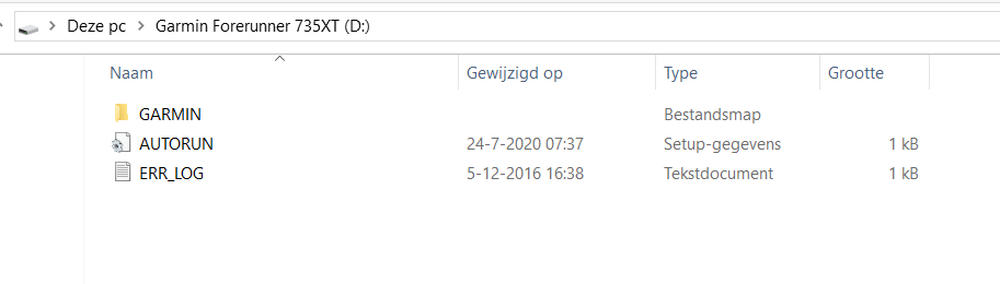 Garmin map van een sporthorloge op Windows PC