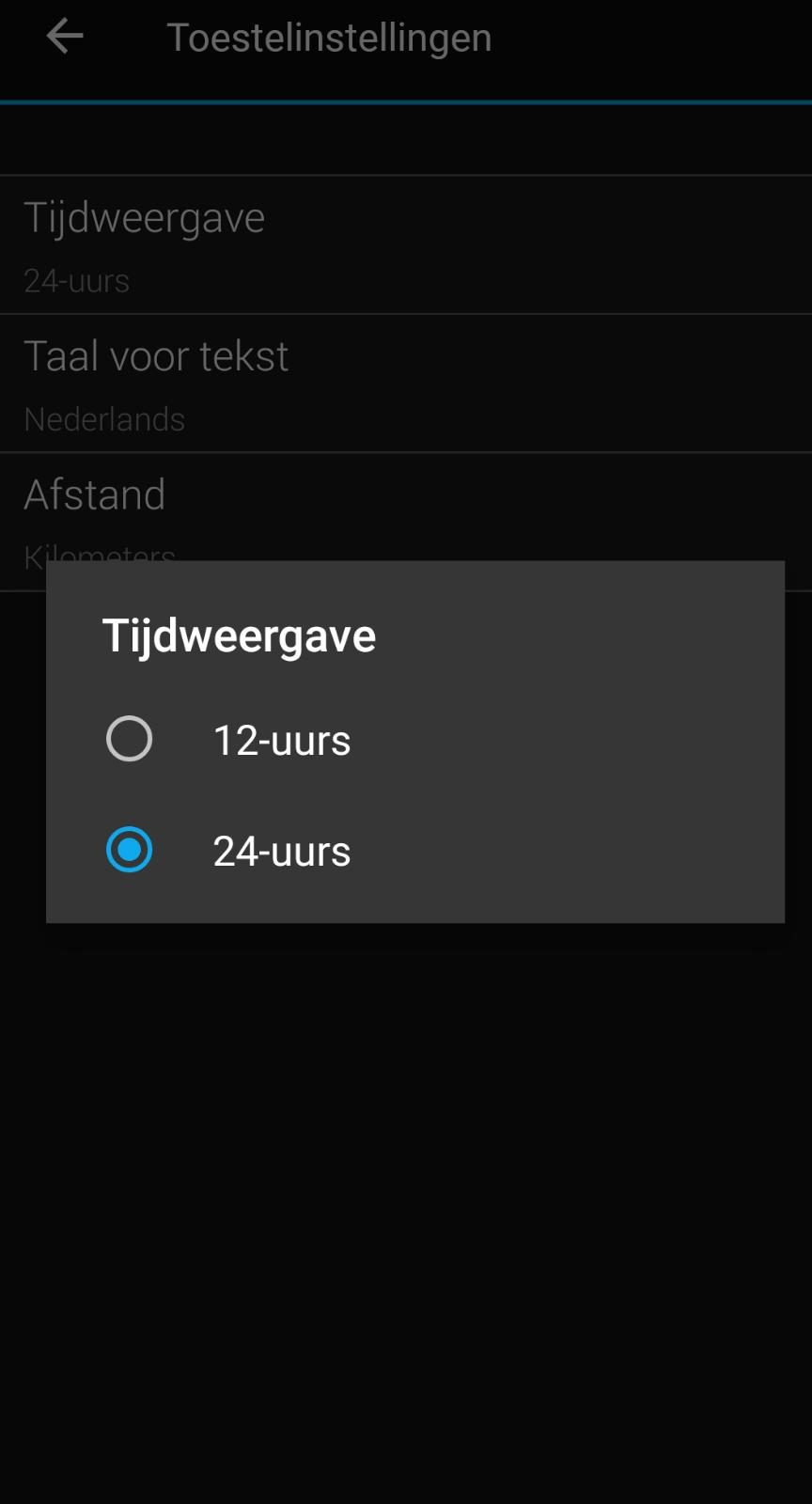 Tijdweergave Garmin