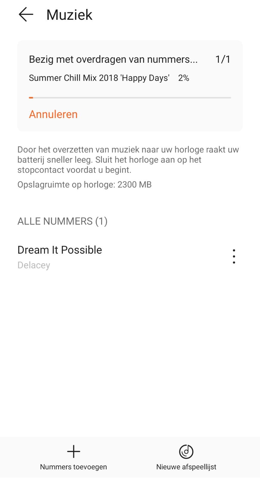 Muziek op Huawei horloge stappenplan