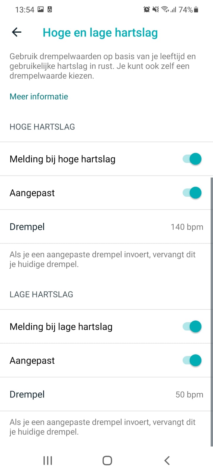 Fitbit Sense instellingen hartslag melding
