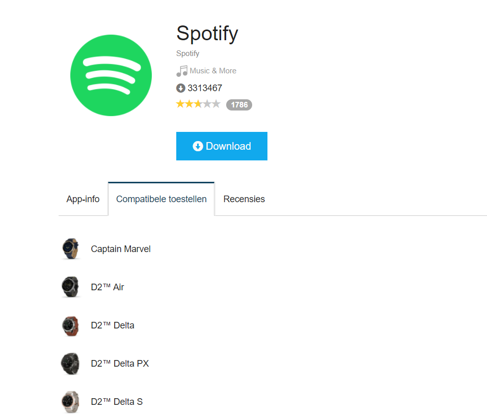 Garmin IQ Store compatibele toestellen (horloges)