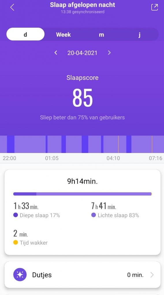 Slaapgegevens Mi Band 6