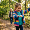 kind met gps horloge in het bos